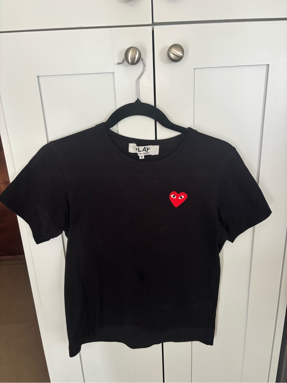 Comme des Garçons PLAY Black Tee with Red Heart Patch